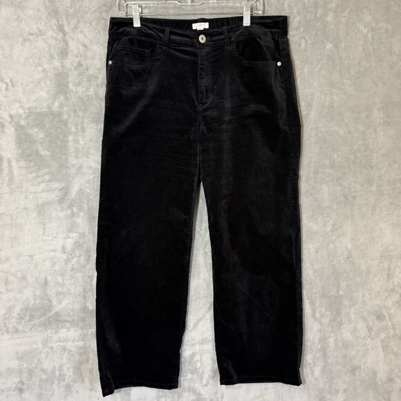 J Jill Velvet Pants 16P Black Petite Straight Leg Soft Stretch Luxe Minimalist - Picture 2 of 9